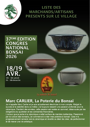 la poterie du bonsai Congrés 2026